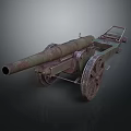 Old Rusted Military Cannon With Wooden Wheels And Metal Barrel