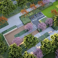 Elegant Garden Landscape With Lush Greenery Colorful Flowers And Stone Pathway