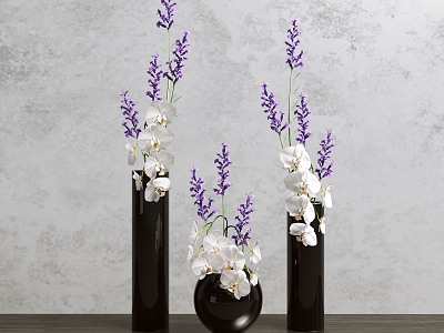 Lobby Vase Ornaments Combination Front Desk Floriculture Phalaenopsis Modern 3d model