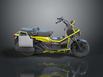 Stylish Modern Yellow And Gray Scooter Motorcycle With Storage Box Design 3d model