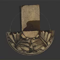 Detailed Hand Carved Ornamental Stone Sculpture With Leaf And Scroll Design