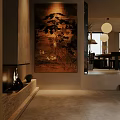 Elegant Modern Living Dining Room Interior With Leather Sofa And Marble Dining Table