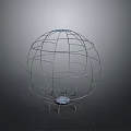 Metal Spherical Frame Decorative Art Piece With Support Legs And Circular Top Panel