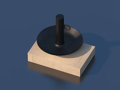 Modern Household Stand With Wooden Base Black Circular Top And Cylindrical Column Design 3d model