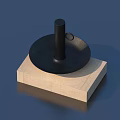 Modern Household Stand With Wooden Base Black Circular Top And Cylindrical Column Design