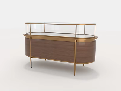 Elegant Modern Jewelry Store Wooden Display Cabinet With Glass Showcase And Gold Frame 3d model