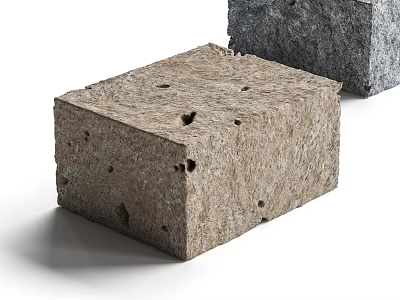Rough Texture Concrete Side Table With Cube Shape Hollow Design And Two Tone Modern Style 3d model