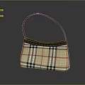 Stylish Checkered Pattern Handbag With Black Leather Handle And Classic Grid Design
