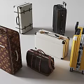 Various Styles of Luggage and Bags With White Black Yellow and Brown Colors