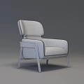 Modern White Single Sofa With Comfortable Armrest And Wooden Legs