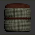 Modern Upholstered Stool With Red Cushion Beige Fabric And Decorative Red Belt