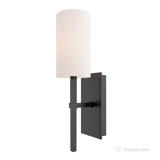 Modern Wall Mounted Lamp With White Shade And Black Metal Frame For Home Decor 3d model 