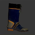 Blue And Orange High Top Waterproof Rain Boots With Non Slip Sole Design