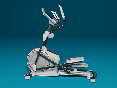 Modern White And Red Elliptical Trainer Fitness Equipment With Stable Frame For Home Gym 3d model