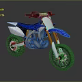 Blue And White Off Road Motorcycle Sporty Design With Rugged Tires And Orange Forks