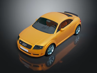 Yellow Audi Sports Car Model With Sleek Body Design Shiny Wheels And Reflection 3d model