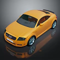 Yellow Audi Sports Car Model With Sleek Body Design Shiny Wheels And Reflection