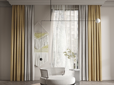 modern curtain gauze curtain 3d model