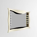 Modern Lighted Vanity Mirror With Curved Decorative Frame And LED Lights 3d model