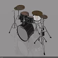 3D Model Black Drum Set With Silver Stands Multiple Drums And Cymbals 3d model