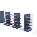 Blue Retail Display Shelves With Multiple Layers And Grid Design 3d model