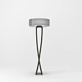 Modern Floor Lamp With Round Lampshade And Crossed Black Metal Stand