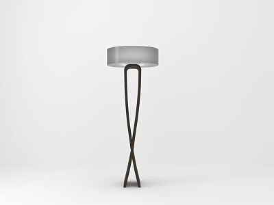 Modern Floor Lamp With Round Lampshade And Crossed Black Metal Stand 3d model