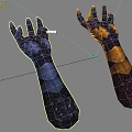 Ancient Themed Armored Gauntlets Featuring Intricate Texture And Dual Colorful Patterns