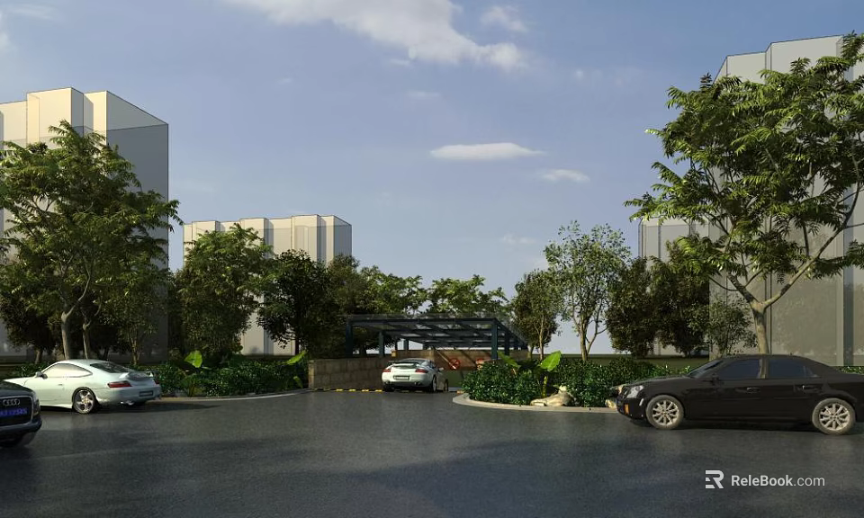 Modern Industrial Equipment In Manufacturing Facility With Structural Elements And Greenery 3d model 