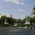Modern Industrial Equipment In Manufacturing Facility With Structural Elements And Greenery