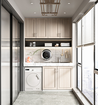 modern balcony washing machine cabinet 3d model