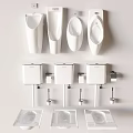 squatting pan squatting urinal bucket toilet paper box toilet brush 3d model