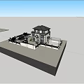 Detached Villa With White Exterior Black Roof Wrought Iron Gate Surrounded By Trees