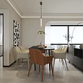 Modern Living Dining Room With Beige Sofa Coffee Table Round Chandelier And Decorative Rug