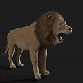 Realistic Roaring Lion 3D Model With Detailed Mane And Open Mouth