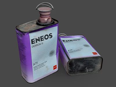 ENEOS Industrial Equipment Metal Cans Featuring DESOPAQUE ATF Labels and Purple Finish 3d model