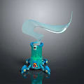 Blue Mechanical Creature With Tentacle Base And White Flowing Energy Details 3d model