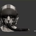 3D Rendered Tactical Weapon Helmet With Face Shield And Breathing Tube