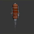 Red Multi layered Industrial Mechanical Structure with Vertical Column and Blue Metallic Details