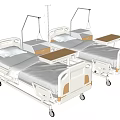 Adjustable Medical Beds with Bedside Tables and IV Poles for Hospital Use
