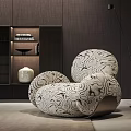 Elegant Lazy Sofa With Curved Organic Shape And Abstract Pattern In Modern Interior 3d model