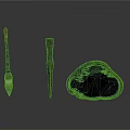Traditional Sculpture Carving Tools With Chisel Brush And Stone Block