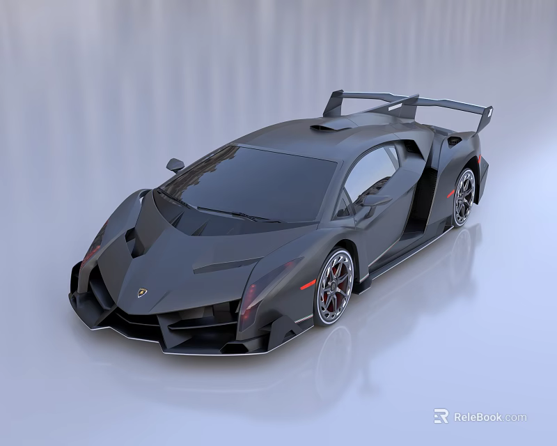 Black Modern Supercar With Aerodynamic Design Rear Wing And Aggressive Styling 3d model 