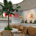 MeetFresh Dessert Shop Modern Design Glass Facade Interior With Palm Tree Tables Chairs