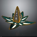 Decorative Flower Plant with Teal Petals and Yellow Edges and Central Cone Shaped Structure