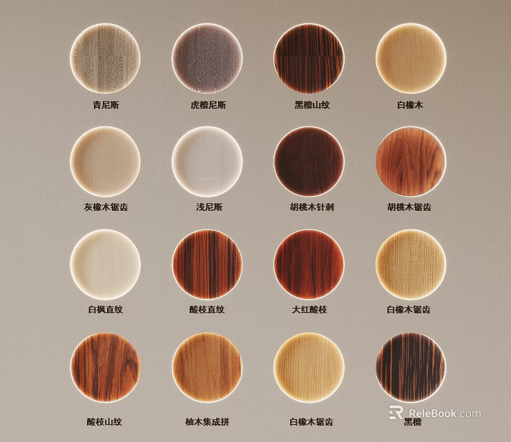Various Wood Grain Samples Display Different Natural Colors And Textures 3d model