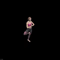 Woman Practicing Tree Yoga Pose In Pink Sports Bra And Dark Leggings