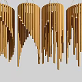 Modern Hanging Wooden Chandeliers With Vertical Slats For Interior Decor