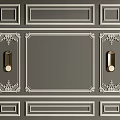 Elegant Decorative Lines Panel Design With Golden Handles And Intricate Carvings