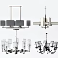 Various Modern and Classic Chandeliers with Metal Frames and Glass Lampshades